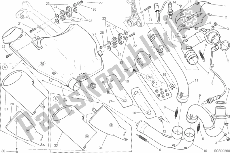 Todas as partes de Sistema De Exaustão do Ducati Scrambler Icon Thailand 803 2017